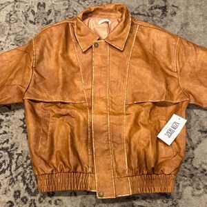 12th Tribe London Calling Cognac Oversized Faux Leather Jacket - S